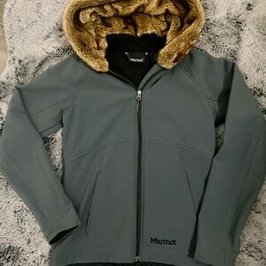 Marmot Women's Charcoal Jacket with Faux Fur Trim